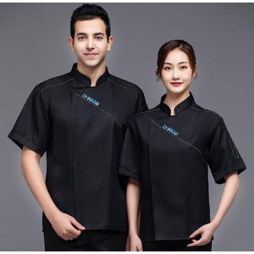 Bakery Kitchen Food Service Restaurant Master Chef Uniform Coat Men and Women Short Sleeve Hotel Canteen Barber Workwear Shirt