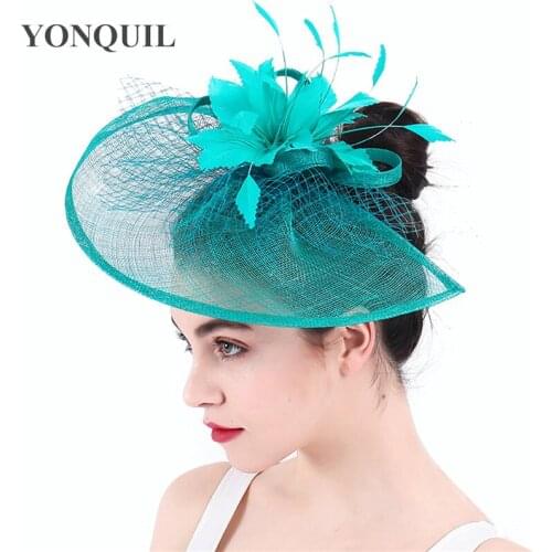 Beautiful Feather Flower Bride Headwear Sinamay Wedding Fascinatot Women Accessories Mesh Headdress Hair Pin Elegant Ladies Hat