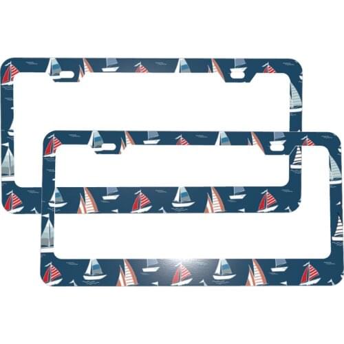 Lighthouse Sea Wave Shell License Plate Frame Car Plates Tags Bluish Printed Auto Tag Personalized Car Decoration