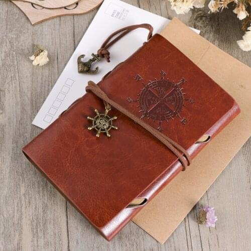 Retro Spiral Notebook Diary Notepad Vintage Pirate Anchors PU Leather Note Book Replaceable Stationery Gift Traveler Journal
