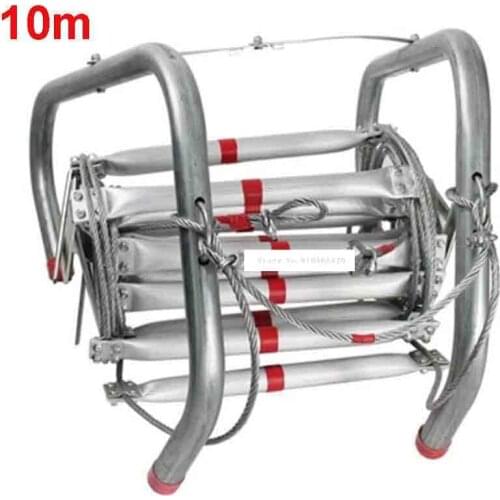 New 10m Folding Soft Ladder Fire Rescue Equipment Escape Ladder Life-saving Ladder Aluminum Alloy Wire Rope Ladder for Climbing
