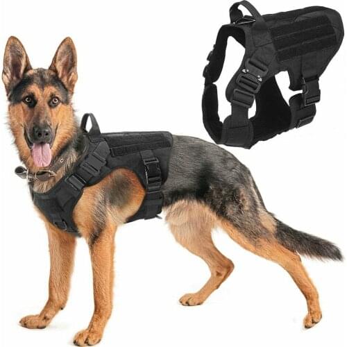 Tactical Dog Vest Breathable Military Dog Clothes Harness Adjustable Training Hunting Molle Dog Vest Harness Metal Buckle German