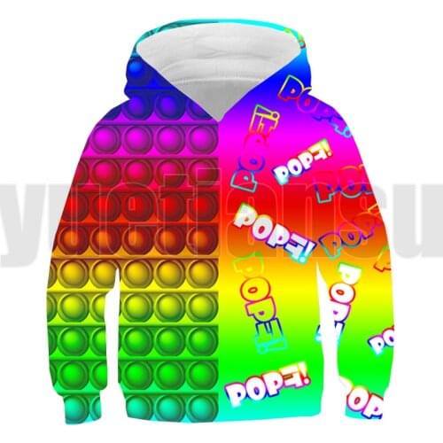 3D Printed Anime Rainbow POP It Hoodie Men Oversized Sweatshirt Family Games Pullover Kids Clothing Pop Fidget Streetwear