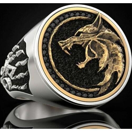 Unique Design Mens Witch Hunter Wolf Claw Ring Vintage Viking Warrior Punk Ring Biker Rock Rings Statement Jewelry