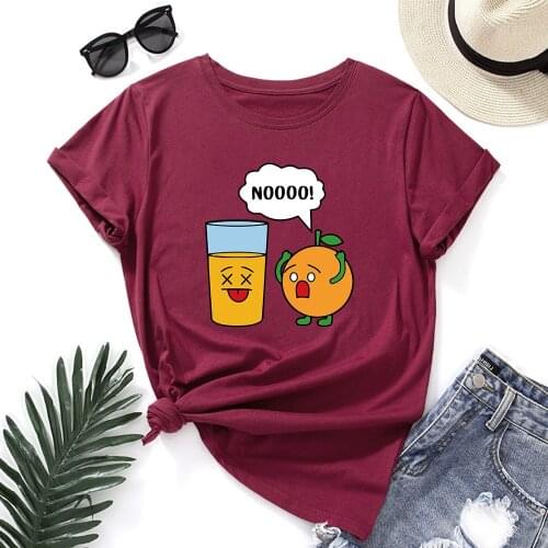 Funny Orange Juice Summer T-shirts Women Short Sleeve Cotton Graphic Tees Female Tops Oversized T-shirts Aesthetic Clothes
