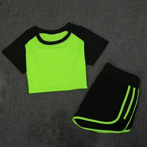 Women Sports Leisure Short-sleeved Shorts Fitness Yoga clothing Suit Ladies Running Quick-drying Sweat-absorbent Slim Sportwear