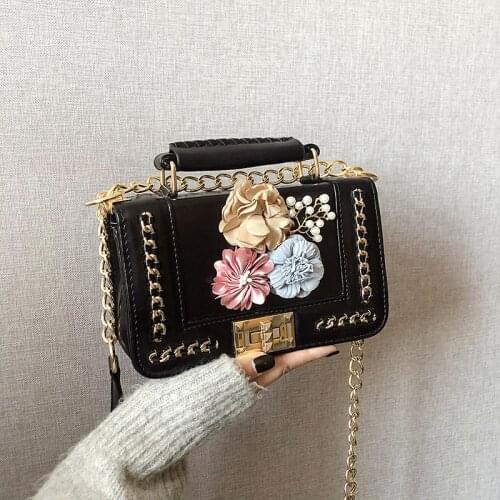 Flowers Top Handle Bags for Women 2021 New Fashionable Evening Shoulder Bag Woman Luxury Designer Chain Party Female Cross Bag