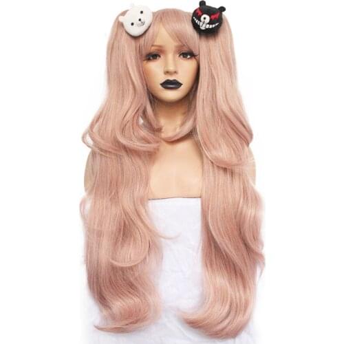 Danganronpa: Trigger Happy Havoc women Enoshima Junko cosplay wig Enoshima Junko role play ponytails with bears hairpins