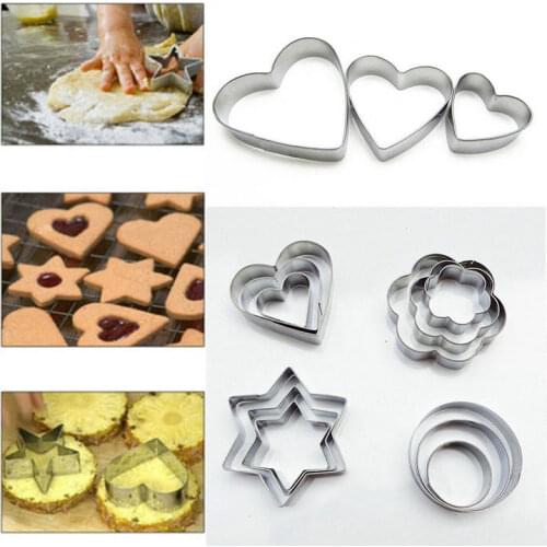 12pcs/set Star Heart Flower Cutter Egg Mould Cookie Cutter Baking Mould Biscuit DIY Mold Stainless Steel
