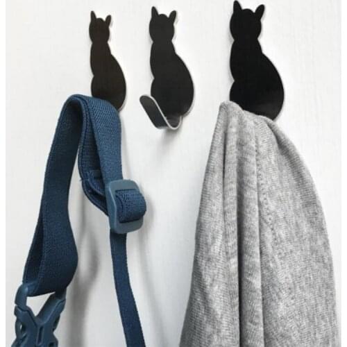 2Pcs Wall Hanger Hooks Stainless Steel Towel Hat Keys Cat Hooks Home Bathroom Bedroom Living Room Hanging Ornament Decorative