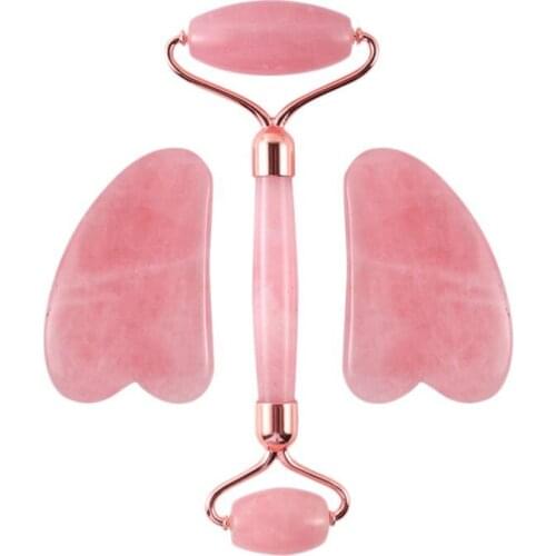 3Pcs/Set Natural Massager Guasha Jade Roller Set Anti Aging Stone Roller Facial Massage Roller