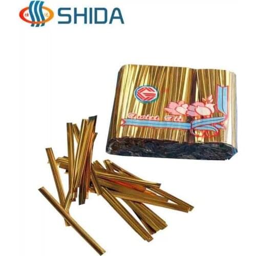 30cm length 5000pcs Environmental tie wire gold strapping tape binding line, Wire Metallic Twist Tie for bakery packing