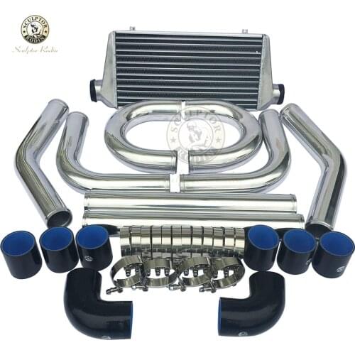 Universale Turbo Intercooler450*230*65mm 2.5" di Ingresso Uscita Alluminio e Pinna 2.5 "turbina tubo in alluminio piping kit
