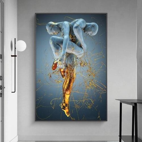 Abstract Nude Sexy Body Art Golden Leg Oil Painting on Canvas Wall Art Posters Prints Wall Pictures for Living Room Home Cuadros