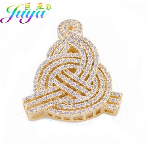 Juya DIY Hollow Sewing Clew Charm Round Connector Accessories Fit Women Handmade Pearls Jewelry Necklace DIY Making