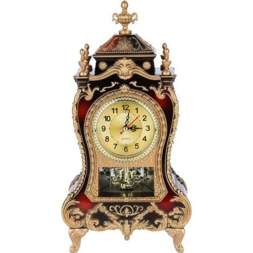 Retro European Desk Clock Living Room Bedroom Antique Clock Office Home Hotel Decoration Musical Time Clock Crafts Gifts