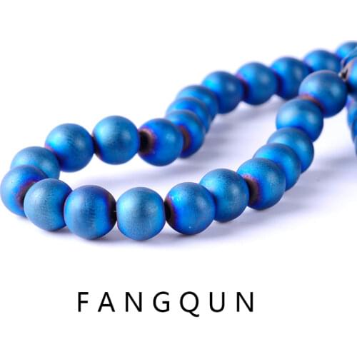 Natural Stone 7.2*8m Hematite Beads Matte Blue Round ball shape Loose Beads for DIY Necklace Bracelet Jewelry Making Accessories