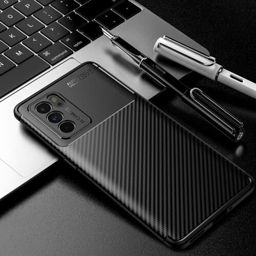 Case For Reno 6 Carbon Fiber Cover Shockproof Back Soft Cover on For OPPO Reno6 Pro Plus
