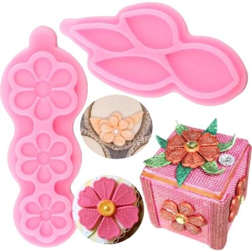 Flower Leaves Silicone Mold Cake Border Fondant Cake Decorating Tools Cupcake Topper Candy Polymer Clay Chocolate Gumpaste Mould