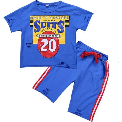 Childrens Wear Short Sleeve Boys Sets Summer New Boys Summer Casual Childrens Two-piece Sets Sport Suits 3-12 Ages