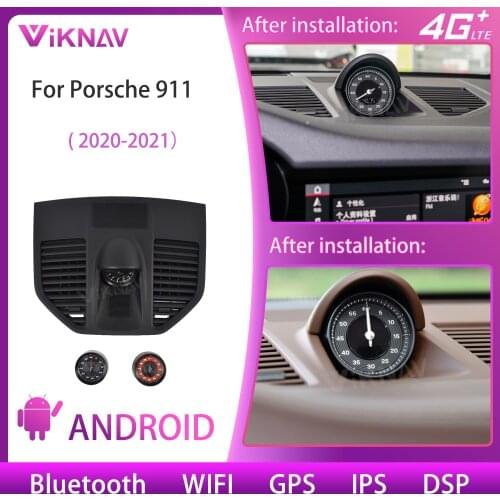 For Porsche 911 2020-2021 Car Interior Dashboard Stopwatch Decoration Clock Compass Time Electronic Meter Clock