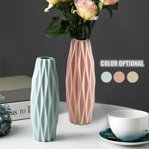 Home Flower Vase Decoration Home Plastic Vase Modern Creative White Imitation Ceramic Flower Pot Hydroponic Home Decoration