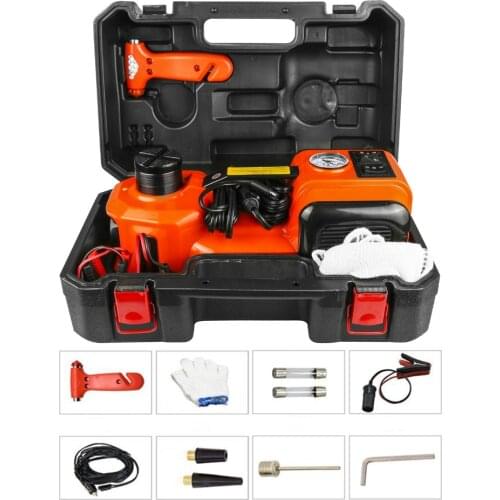 12V 5Ton Car Jack Tire Jack Electric Hydraulic Jack Lift Car lift Tire Inflator Flashlight Safe Hammer 3 in 1