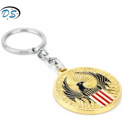 Dongsheng jewelry Round Badge Keychain Fantastic Beasts and Where to Find Them Key chain Stainless Steel Key Rings chaveiro