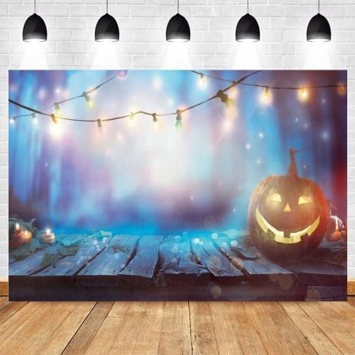 Yeele Halloween Backdrop Glitter Dot Pumpkin Light Wood Baby Portrait Photography Photocall Background Photo Studio Photographic