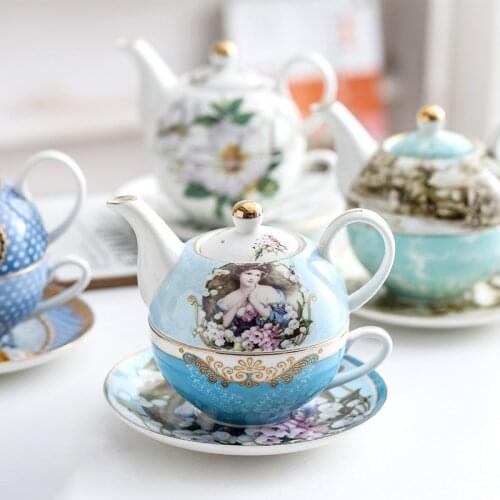 Ceramic Portable Creative Tea Set European Style One Teapot and One Cup Set Simple Household Flower Tea Cup Set Office Tea Set