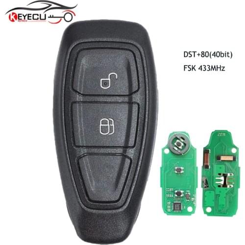 KEYECU FSK 433MHz DST+80(40bit) Chip Smart Remote Key 2 Button Fob for Ford Ecosport 2013 2014 2015 2016