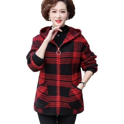 2021 New Autumn Winter Women Knitted Sweaters Cardigan Middle-aged Elderly Mother Coat Casual Zipper Jacket Women Outerwear Tops