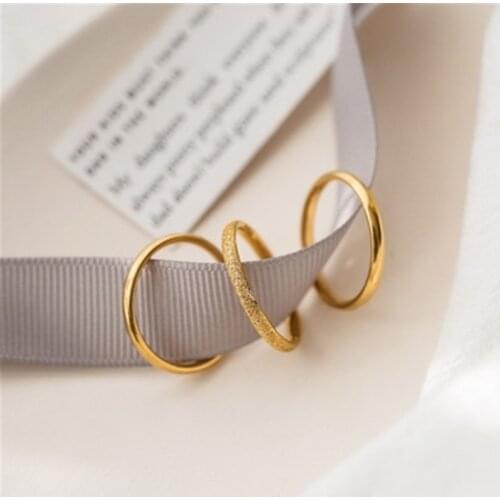 YUN RUO 2021 Three-piece Suit Exquisite Frosted Gold Ring Sets Woman Stainless Steel 18K Gold Plated Fashion Jewelry Water Proof