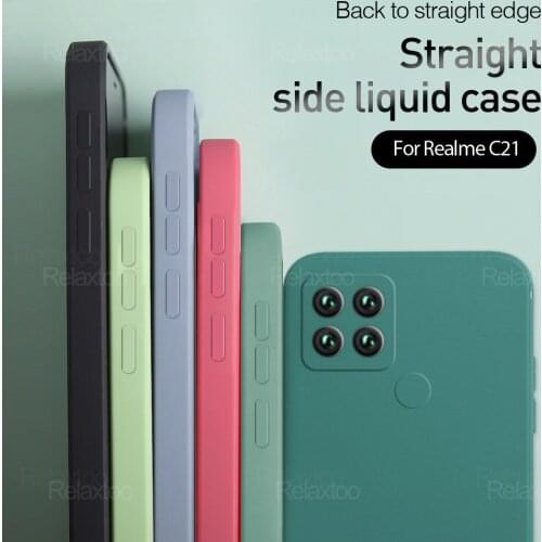 Square Liquid Silicone Case For Realme C21 C11 2021 Realmi C20 C25 C12 C15 C 21 11 20 25 15 Camera Shockproof Soft Cover Fundas