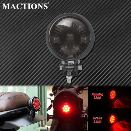 Motorcycle Red 12V LED Adjustable Cafe Racer Style Running Stop Tail Light For Harley Chopper Bobber Sportster XL Dyna Touring