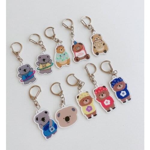 Cartoon Cute Koala Bear Key Holder Acrylic Korean Ins Key Chain Airpods Girl Handbag Kawaii Decorative Pendant Fashion Ornament