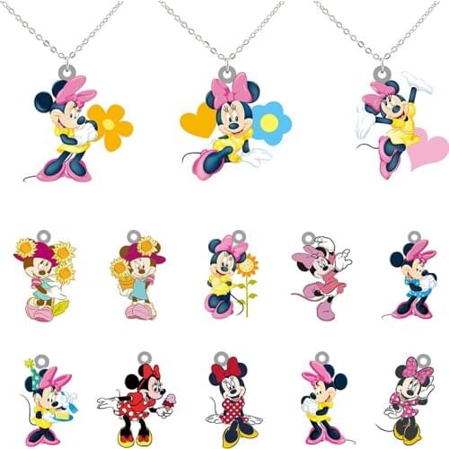 Disney Minnie Creative Cartoon Animation Necklace Epoxy Resin Pendant Accessories Jewelry Fashion Trend Necklace