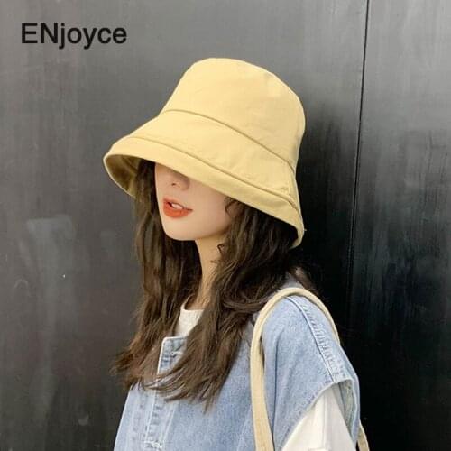 ENjoyce Summer Fisherman Hats for Women Men Bucket Hat Cotton Foldable Fisher Cap Korean Outdoor Sunshade Fishing Bucket Hats