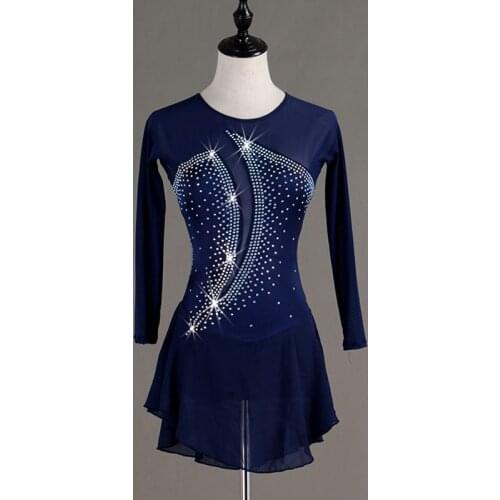 Figure Skating Dress Women girl Ice Skating Dress royal blue Gymnastics Costume custom B171