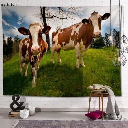 Customized Animal Cow Hanging Fabric Background Wall Covering Home Decoration Blanket Tapestry Bedroom,Living Room Wall Decor