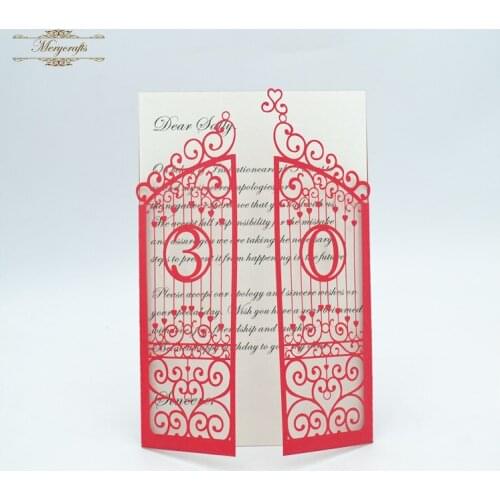 Gate red pearl laser cut wedding anniversary invitation cards