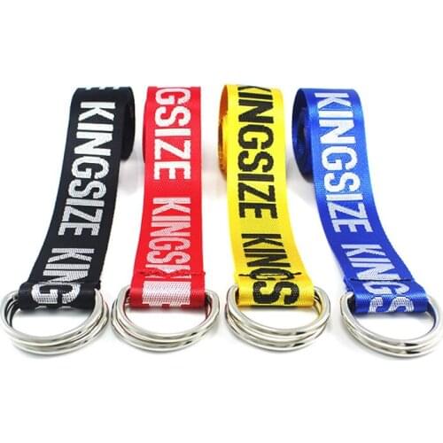 New Unisex Nylon canvas belt punk style double-ring buckle belt fashion wild printed letter waist strap jeans trouser waistband