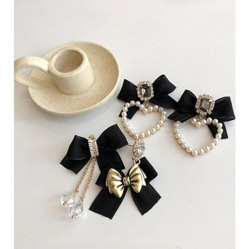 Love Heart Pendant Earrings Pearl Velvet Bownot Earrings Romantic Earrings Fashion Jewelry Accessories Romantic Crystal Earrings