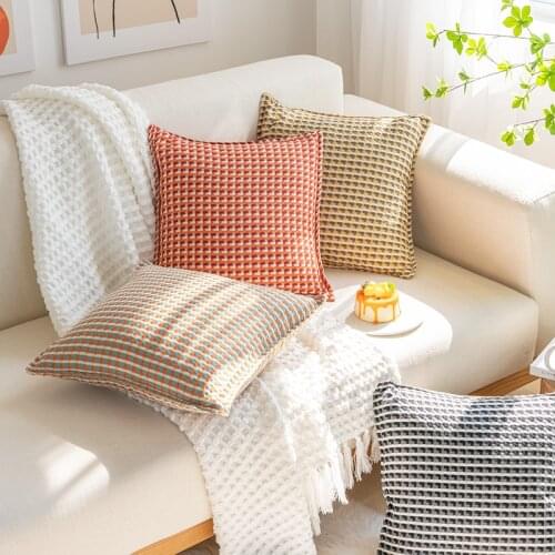 Nordic Houndstooth Cushion Cover Pillow Cover 45x45cm Melange Weaving Home Decoration Pillowcase For Car Sofa Bed Living Room