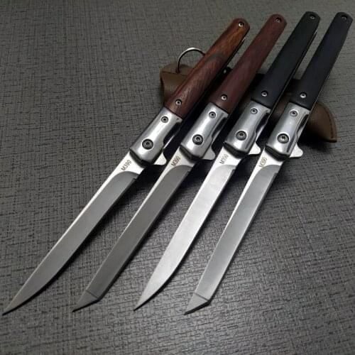 9.0'' Damascus Steel M390 Steel Fold Knife Portable Pocket Solid Wood Folding Knife Camping Hunting Knife Slicing Fruit Knives