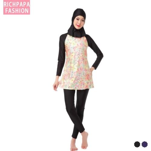 Modest Women Swimwear Costumes Full Cover Print Plus Size Muslim Muslim Swimsuit Islamic Swimwear Hijab Burkinis