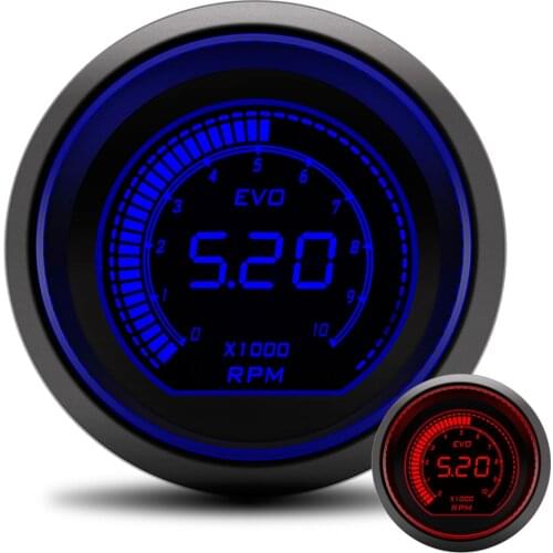0-10000 RPM Tachometer 52MM Tacho Gauge For Racing Truck Digital RPM Gauge 12V Red Blue LCD LED Display with Car Gauges Pod