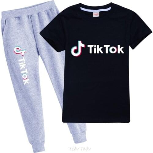 Tik Tok Girls Clothing Sets Boys Cotton Lovely Suit Girl Shirt+Pants Kids Clothes Suit High-quality 3-8 Years Clothing Set
