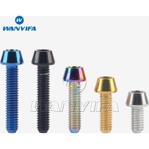Wanyifa Titanium Ti Bolts M4 x 8 12 15 20mm Allen Key Taper Head Bolt Screw for Bicycle Thumb Shifter