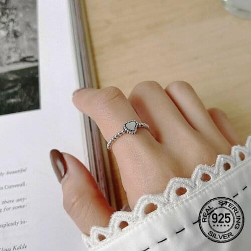 Twist Heart Opening Adjustable S925 Silver Rings For Women Korean Hip Hop Sweet Vintage Hot Student Index Finger Jewelry INEFFA